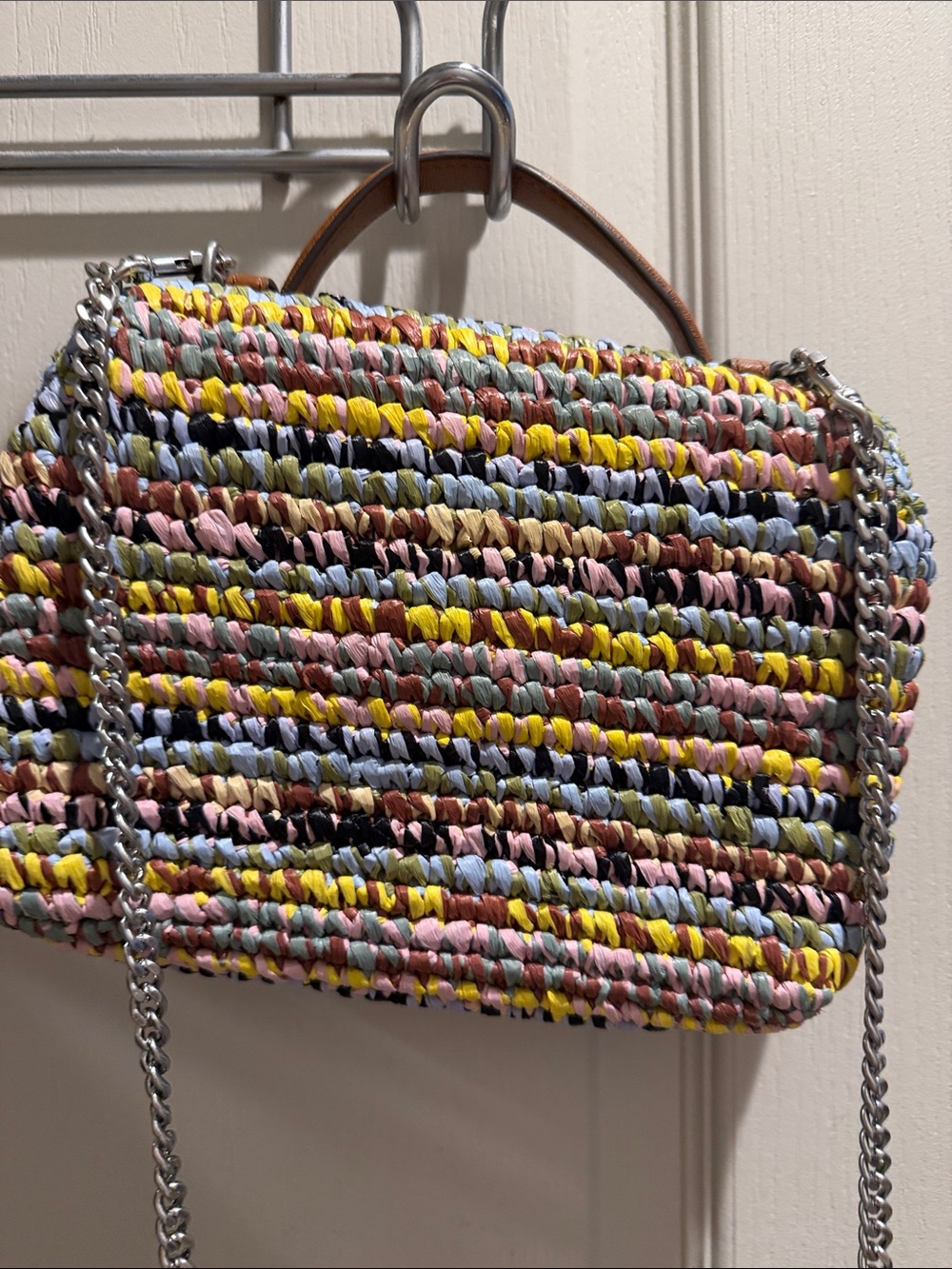 Tory Burch Pastel Multicolor Woven Raffia Crossbody - Picture 5 of 5